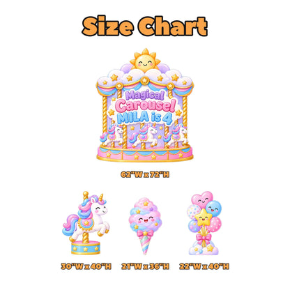 Kawaii Unicorn Sun Carousel Backdrop Set