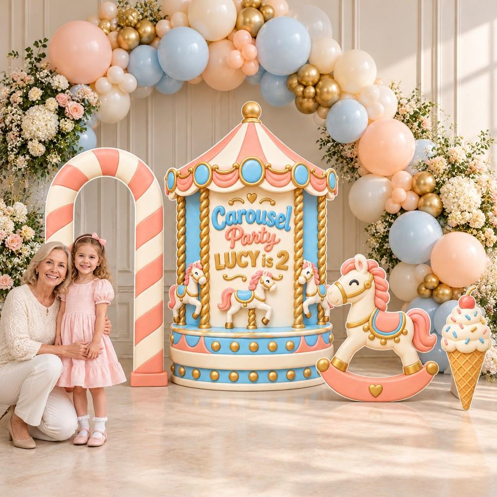 Peach Candy Stripe Carousel Party Set