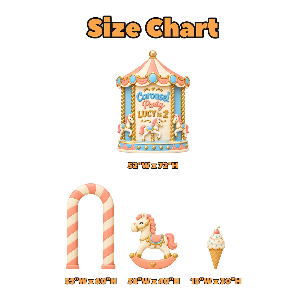 Peach Candy Stripe Carousel Party Set