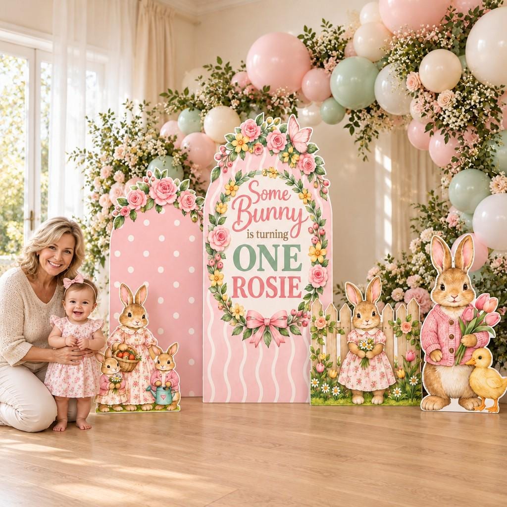 Pink Wavy Stripe Some Bunny Arch Set