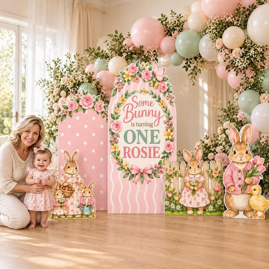 Pink Wavy Stripe Some Bunny Arch Set
