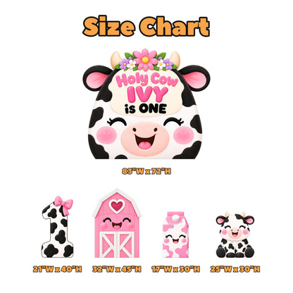 Kawaii Cow Face Pink Barn Birthday Set