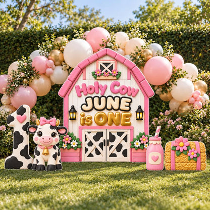 Puffy Clay Pink Barn Holy Cow Set