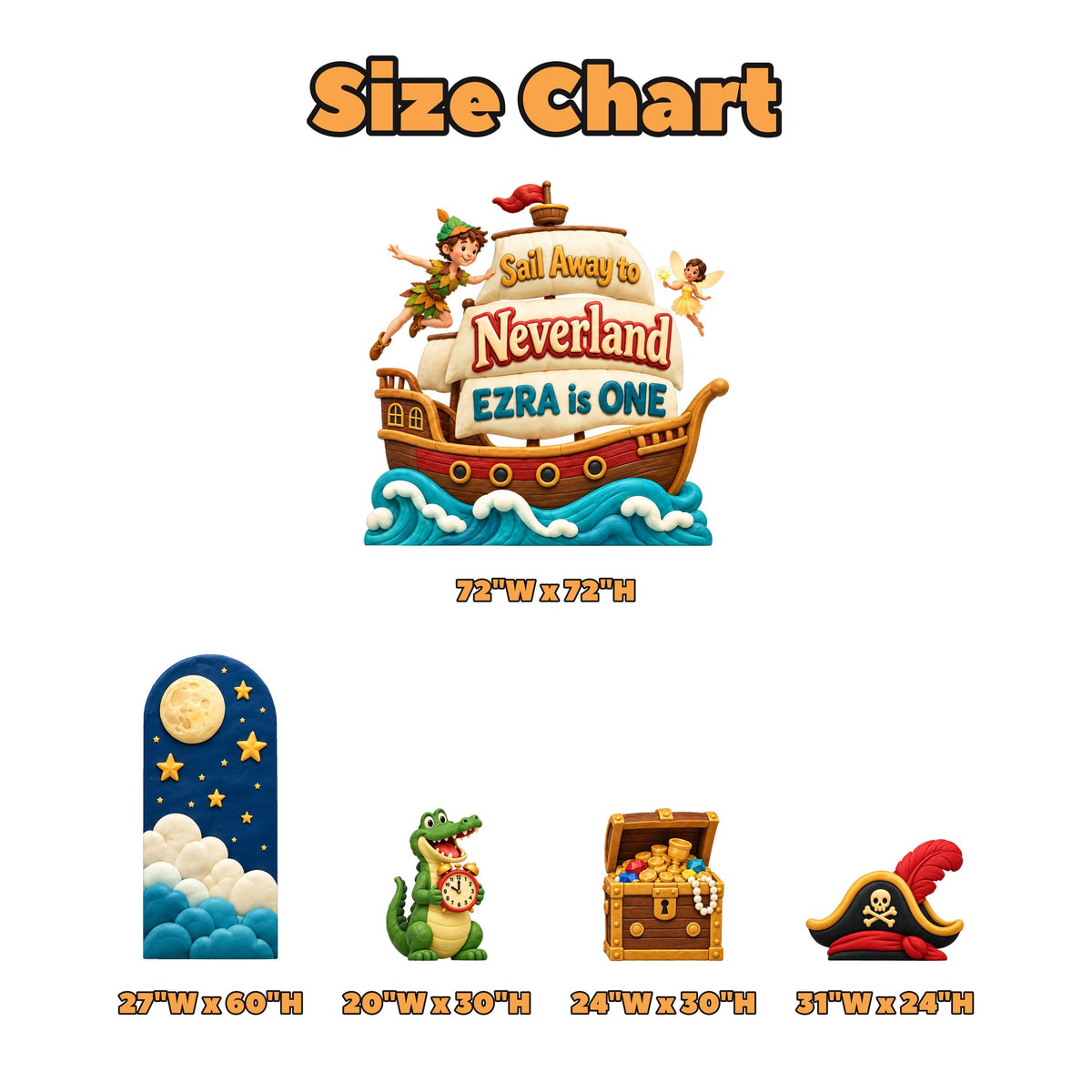 Puffy Clay Pirate Ship Neverland Backdrop Set