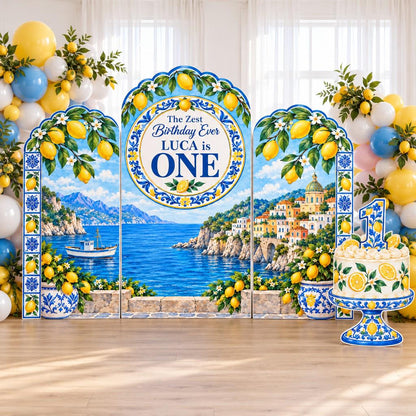 Amalfi Lemon Majolica Triple Arch Backdrop