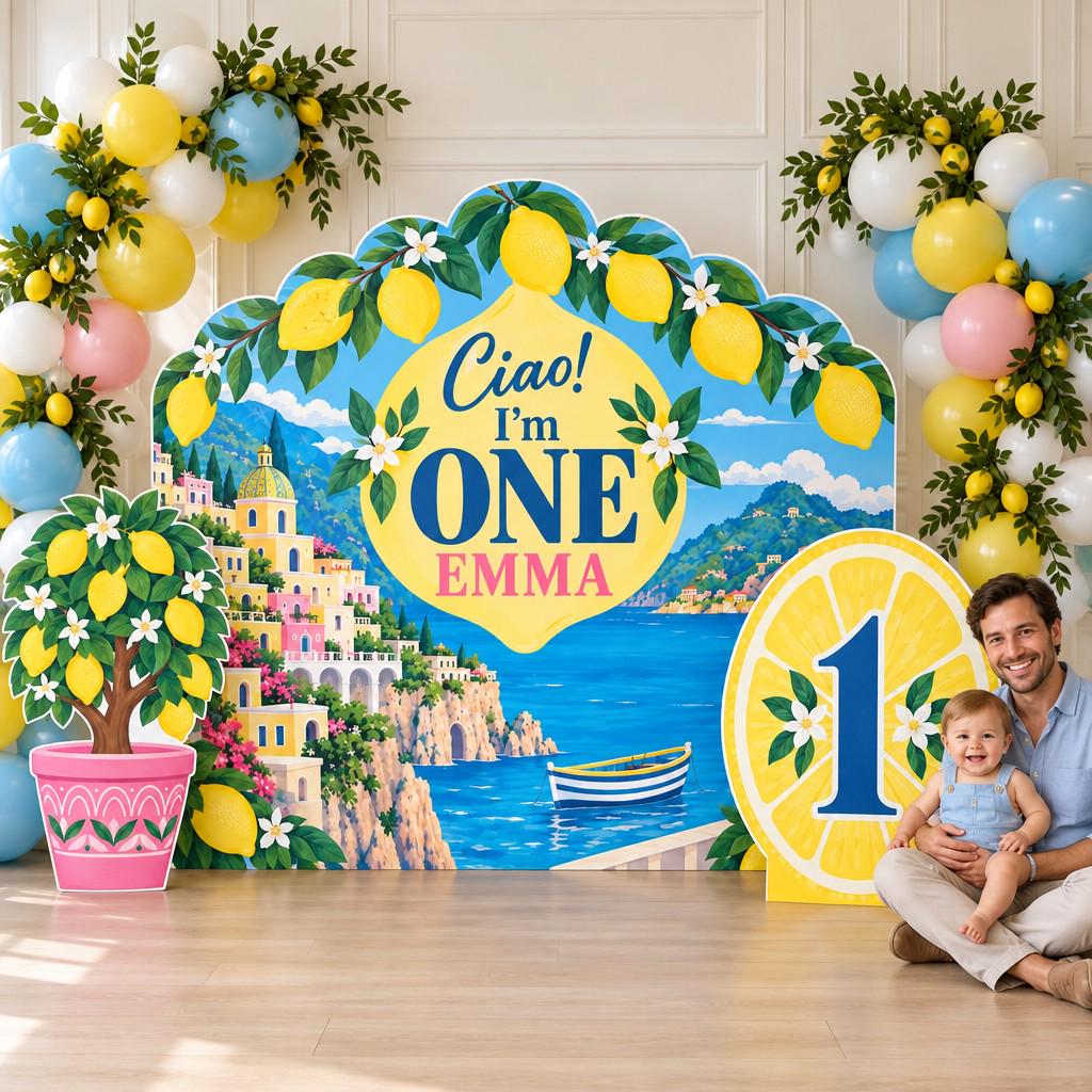 Amalfi Lemon Ciao I'm One Backdrop Set