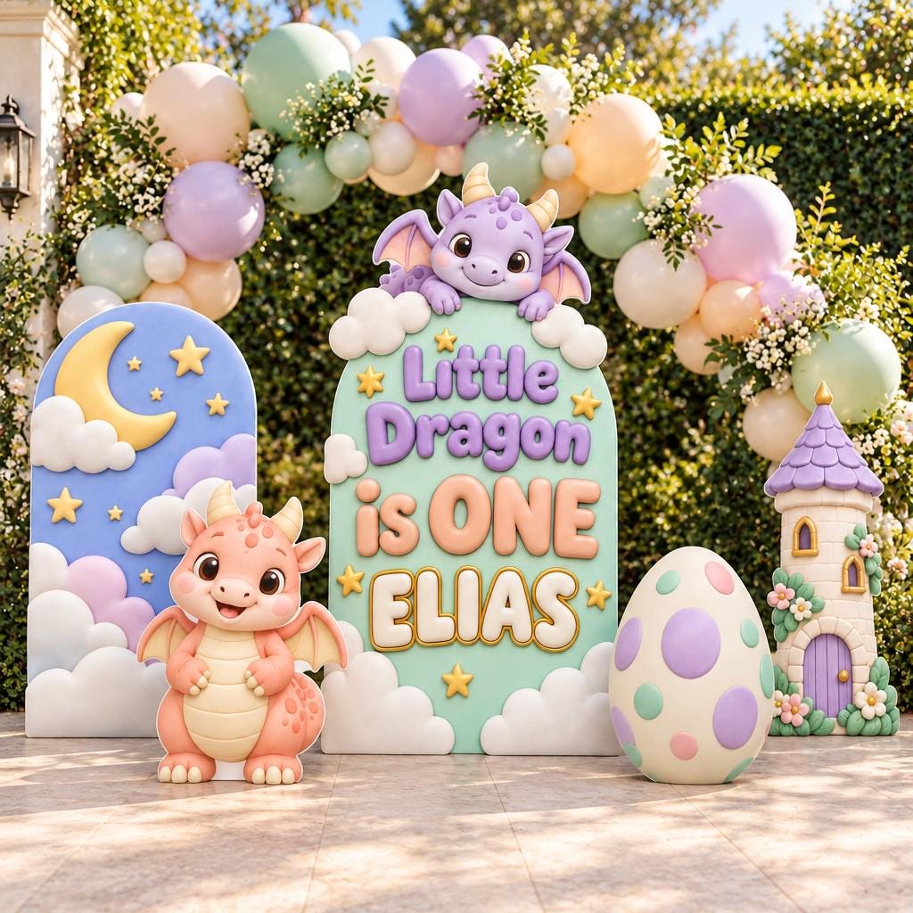 Puffy Mint Little Dragon First Birthday Set
