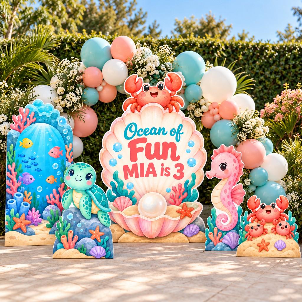 Pastel Seashell Ocean Birthday Set