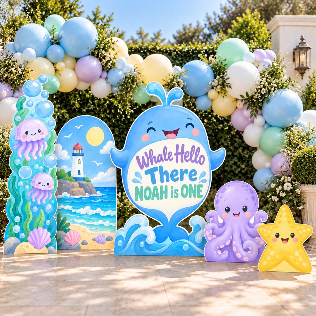 Pastel Whale Hello Ocean Birthday Set