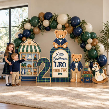 Navy Tartan Little Gentleman Bear Arch Set
