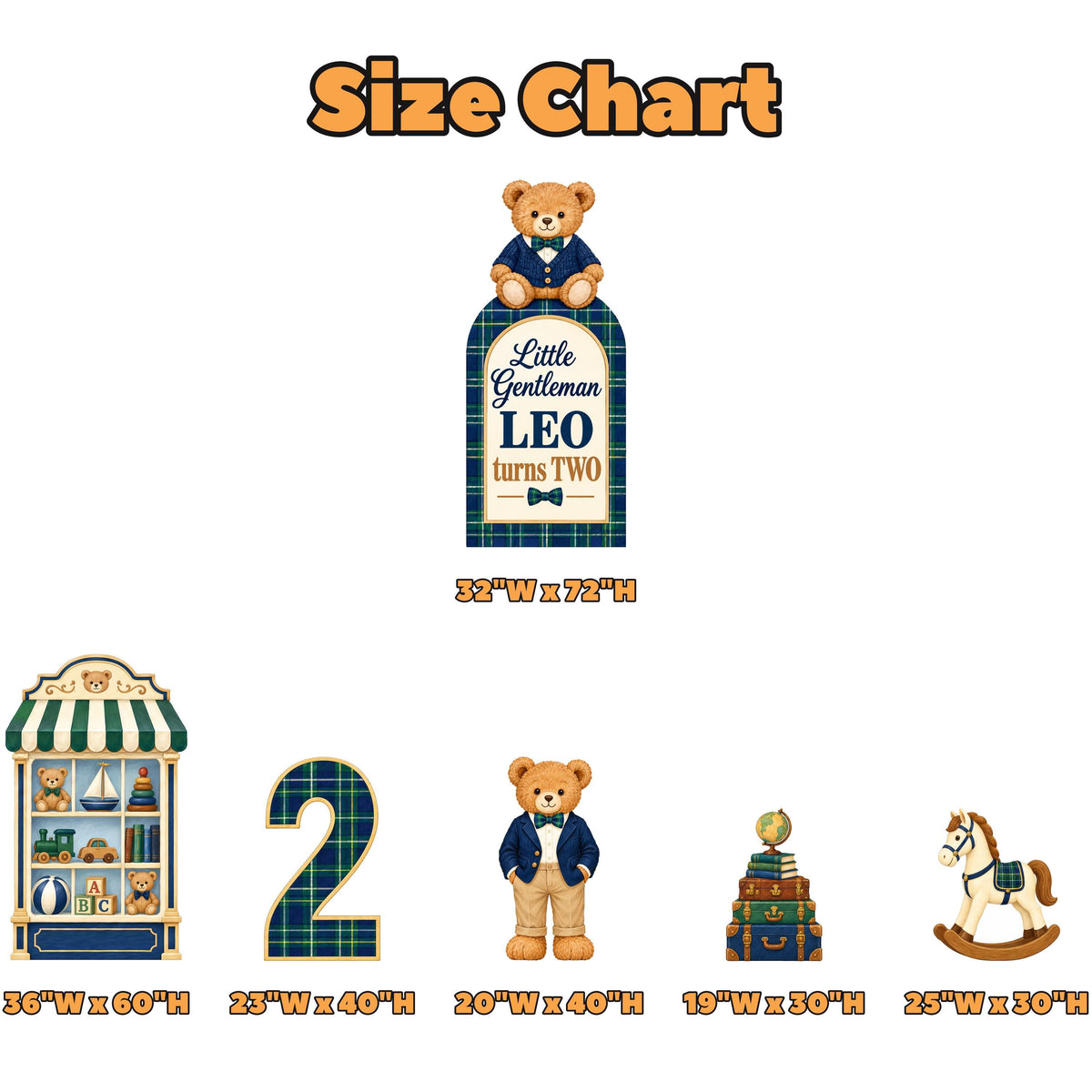 Navy Tartan Little Gentleman Bear Arch Set