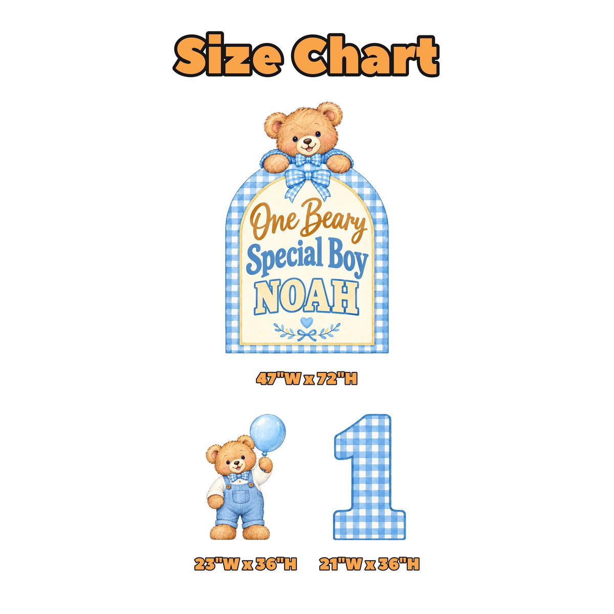 Blue Gingham One Beary Special Boy Arch