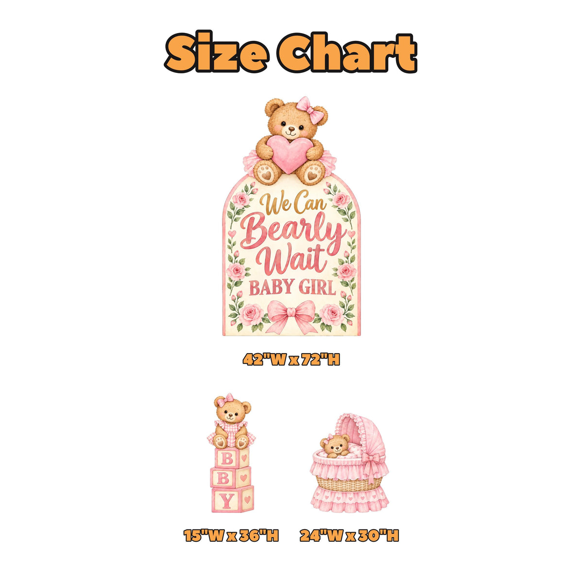Pink Floral Bearly Wait Baby Shower Set