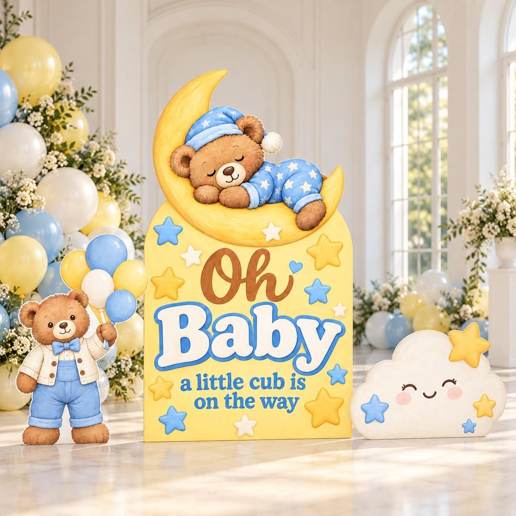 Sleepy Bear Moon Baby Shower Arch Set