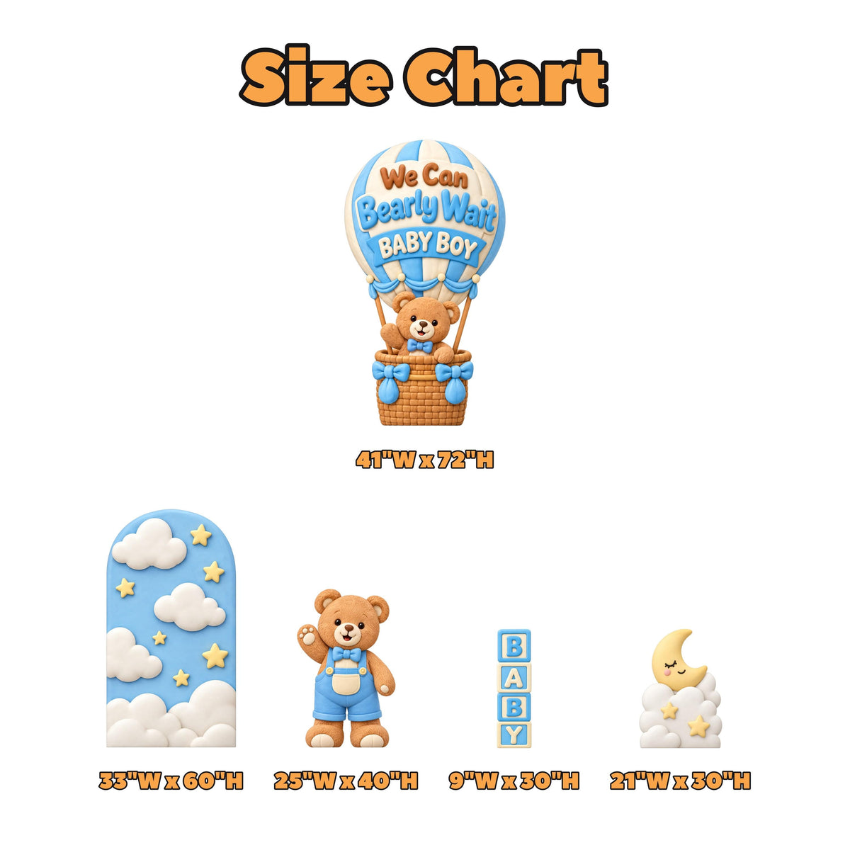 Blue Teddy Bear Hot Air Balloon Shower Set