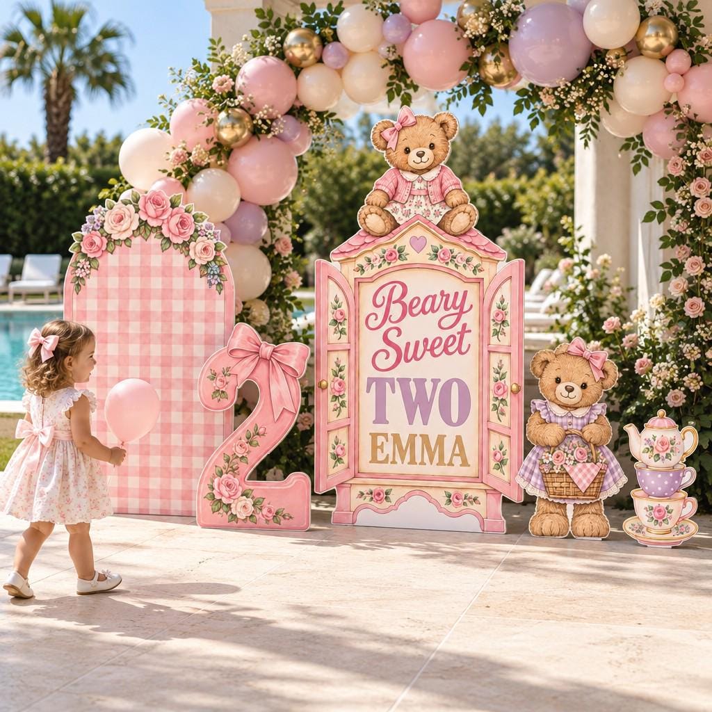Pink Gingham Beary Sweet Two Teddy Set