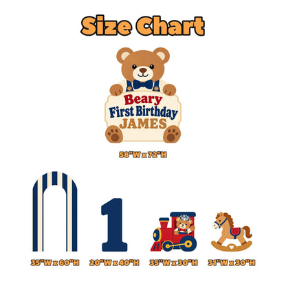 Navy Striped Beary First Birthday Set