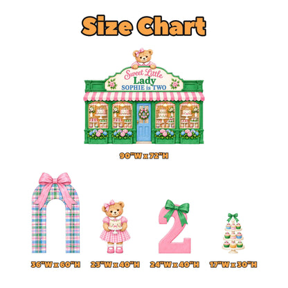 Green Bear Bakery Storefront Backdrop Set