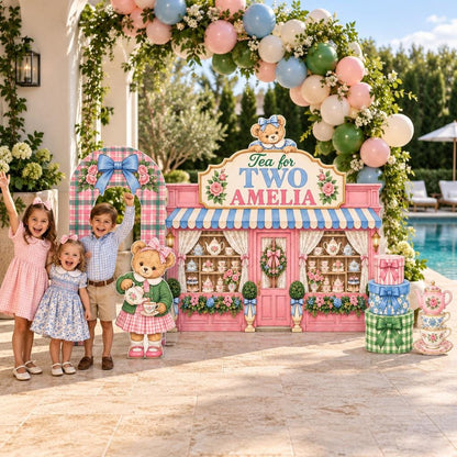 Pink Tea Room Teddy Bear Storefront Set