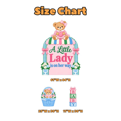 Blue Gingham Little Lady Bear Basket Set