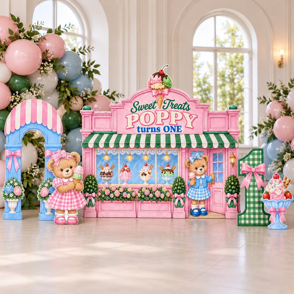 Teddy Bear Ice Cream Parlour Storefront Set