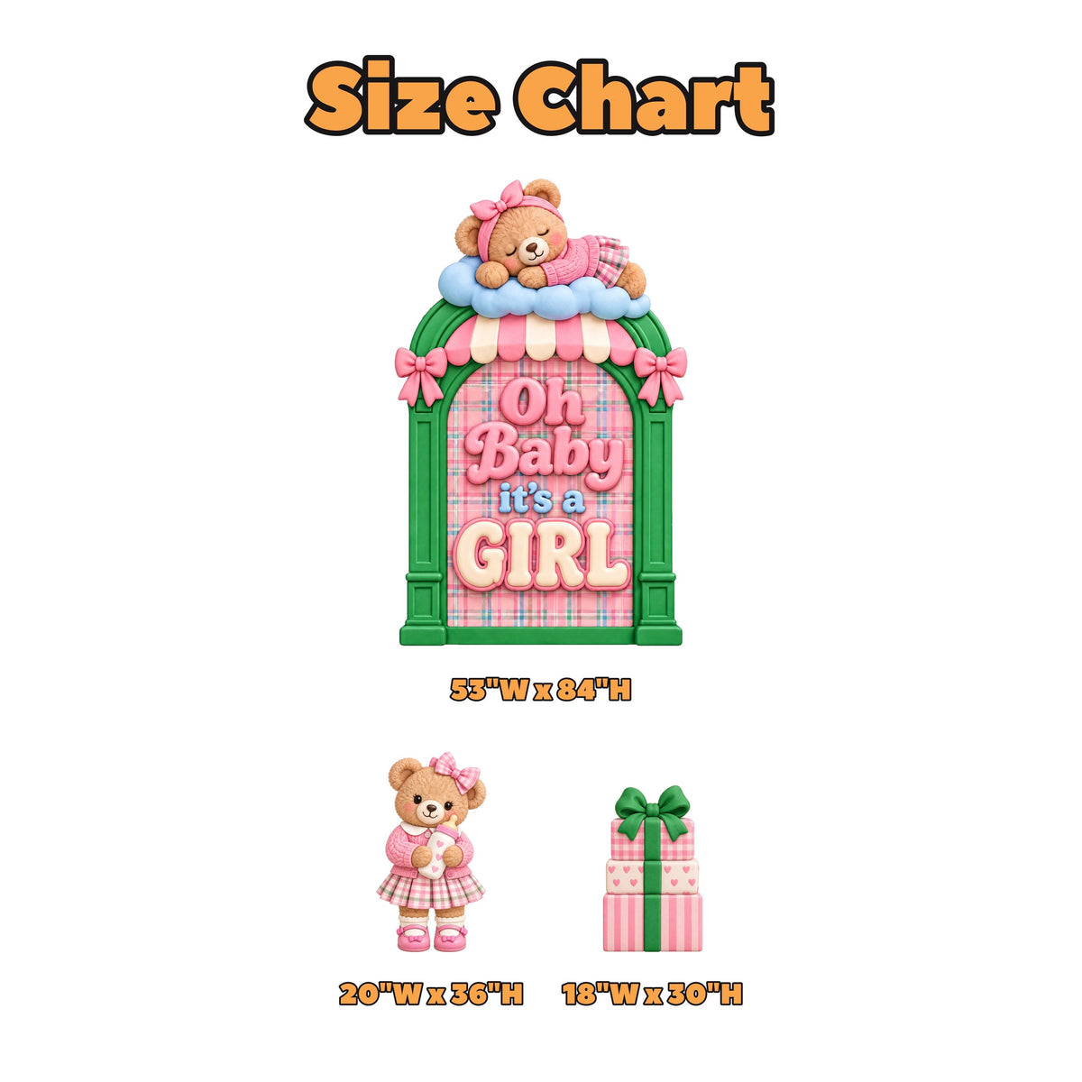 Pink Tartan Teddy Bear Girl Baby Shower Arch