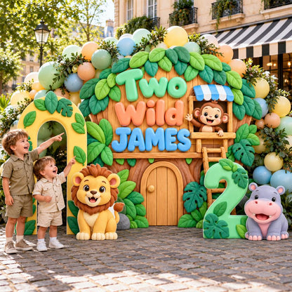 Two Wild Jungle Treehouse Backdrop Set