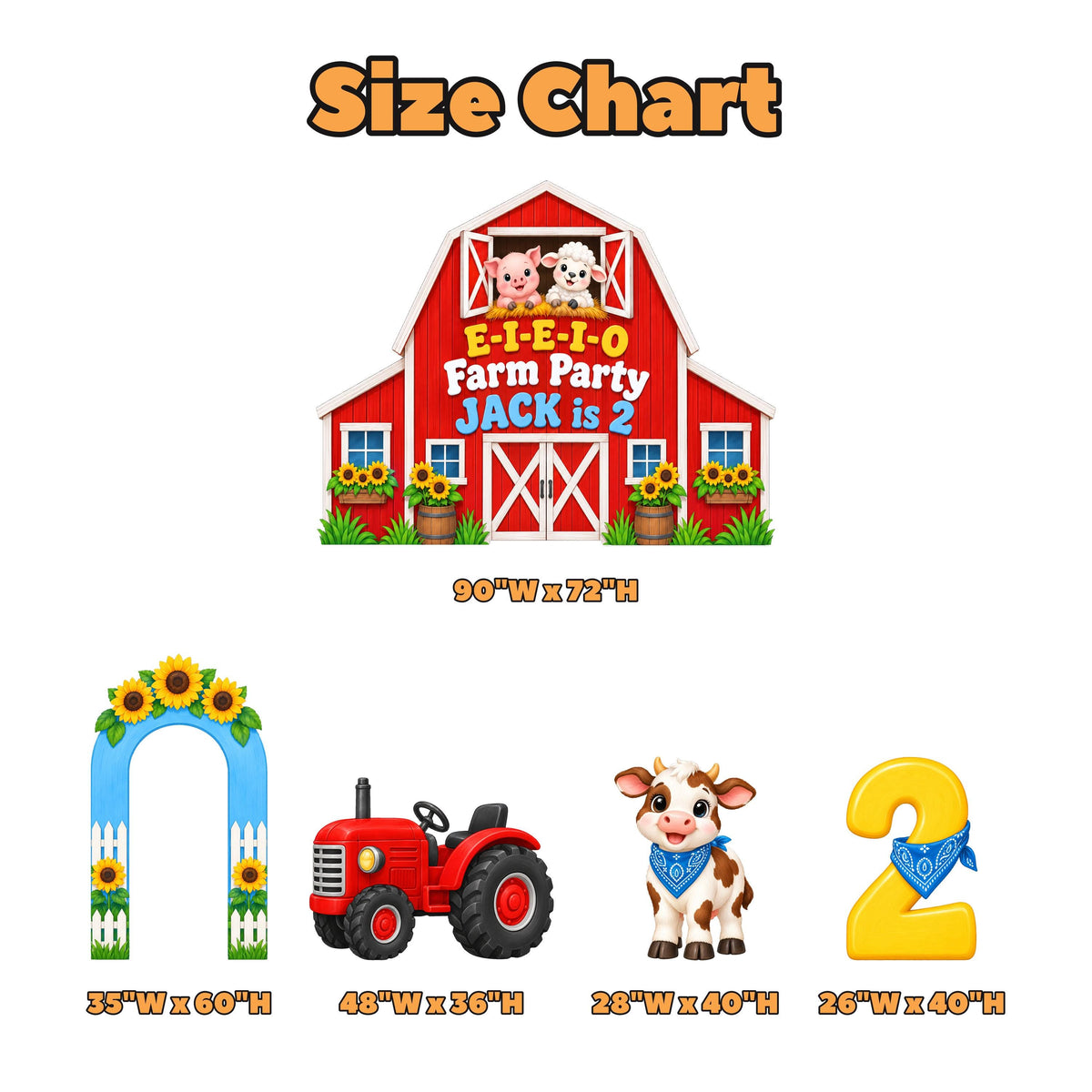 Sunflower Red Barn Tractor Farm Backdrop Set