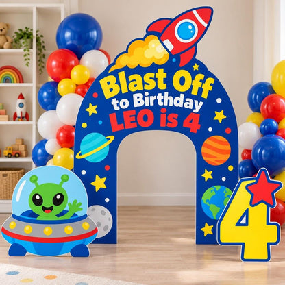 Royal Blue Rocket Alien Space Arch Set