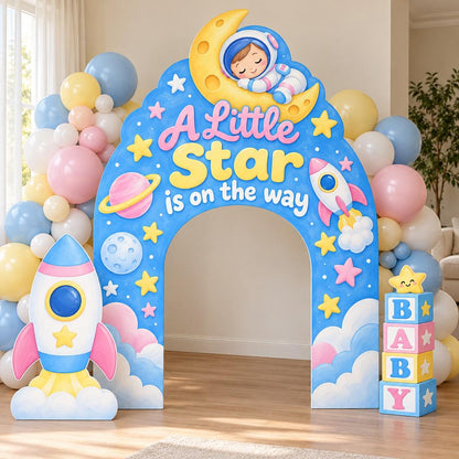 Blue Astronaut Little Star Baby Shower Arch