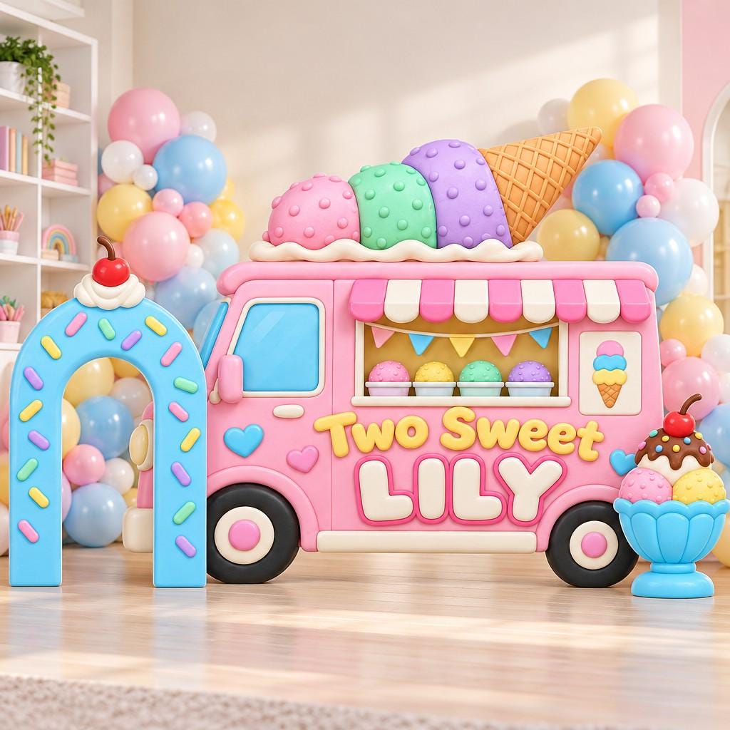 Pink Clay Ice Cream Truck Sprinkle Arch Set