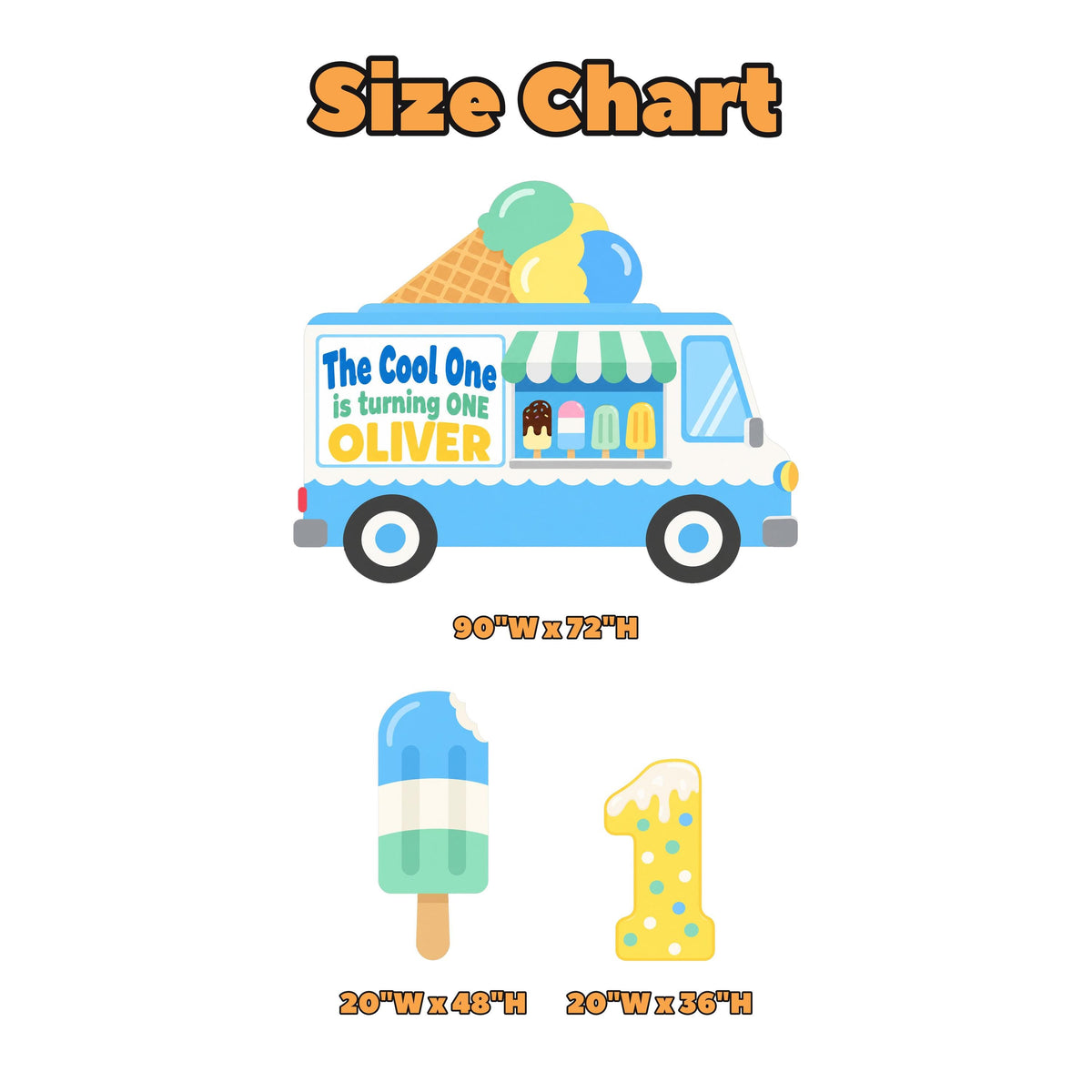 Sky Blue Cool One Ice Cream Truck Set