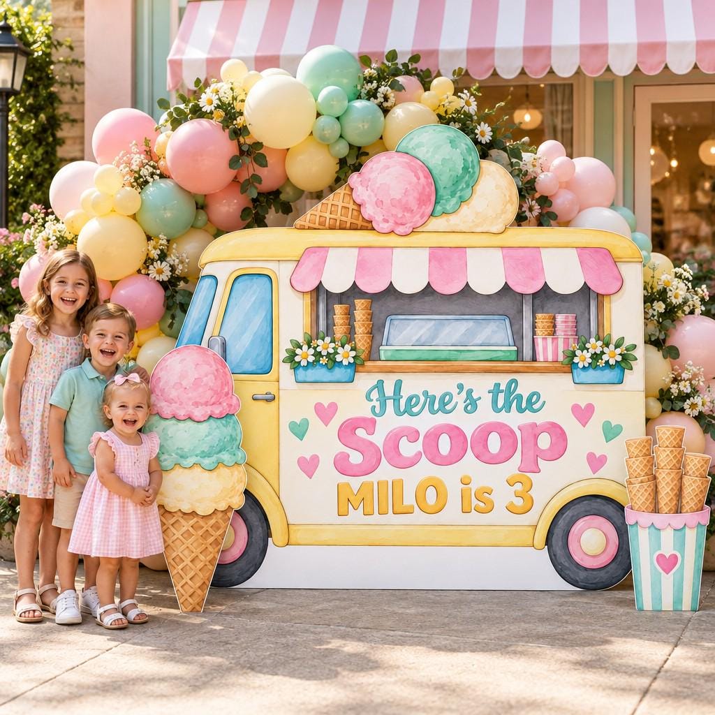 Butter Yellow Ice Cream Truck Scoop Set