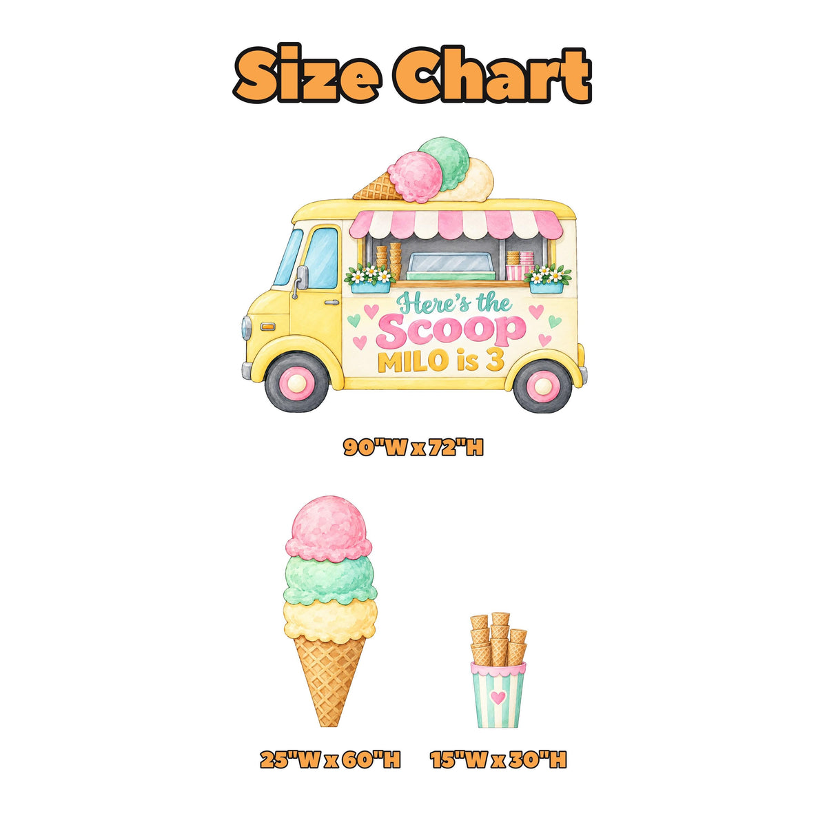 Butter Yellow Ice Cream Truck Scoop Set