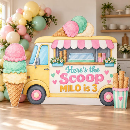 Butter Yellow Ice Cream Truck Scoop Set