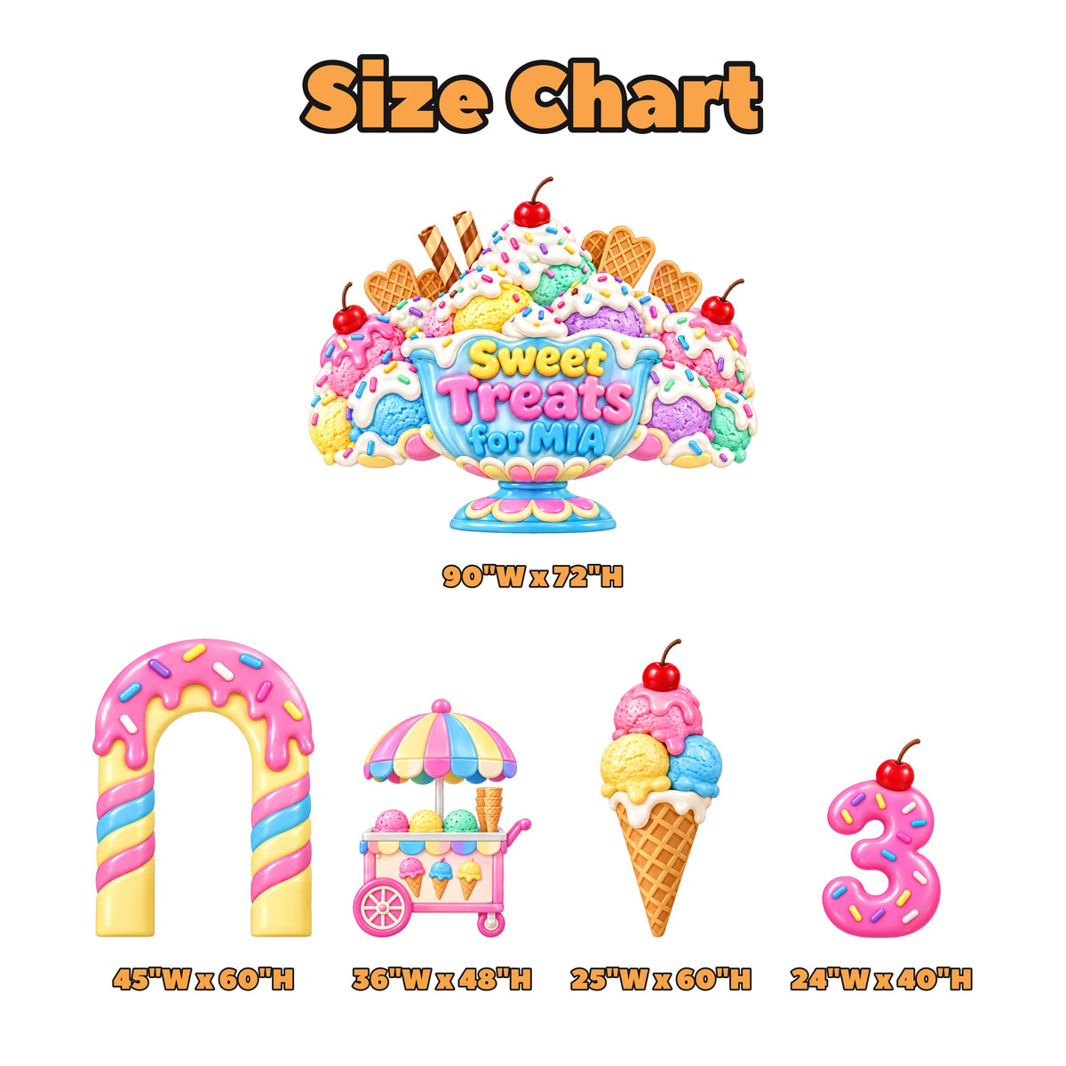 Giant Sundae Ice Cream Party Backdrop Set