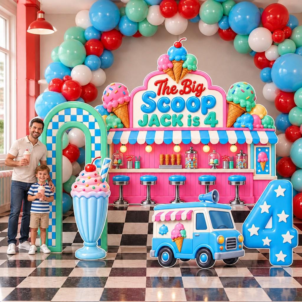 Retro Pink Diner Ice Cream Parlour Set