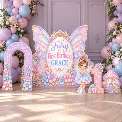 Puffy Clay Mushroom Castle Fairy Backdrop Set