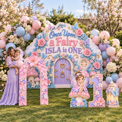 Puffy Clay Mushroom Castle Fairy Backdrop Set