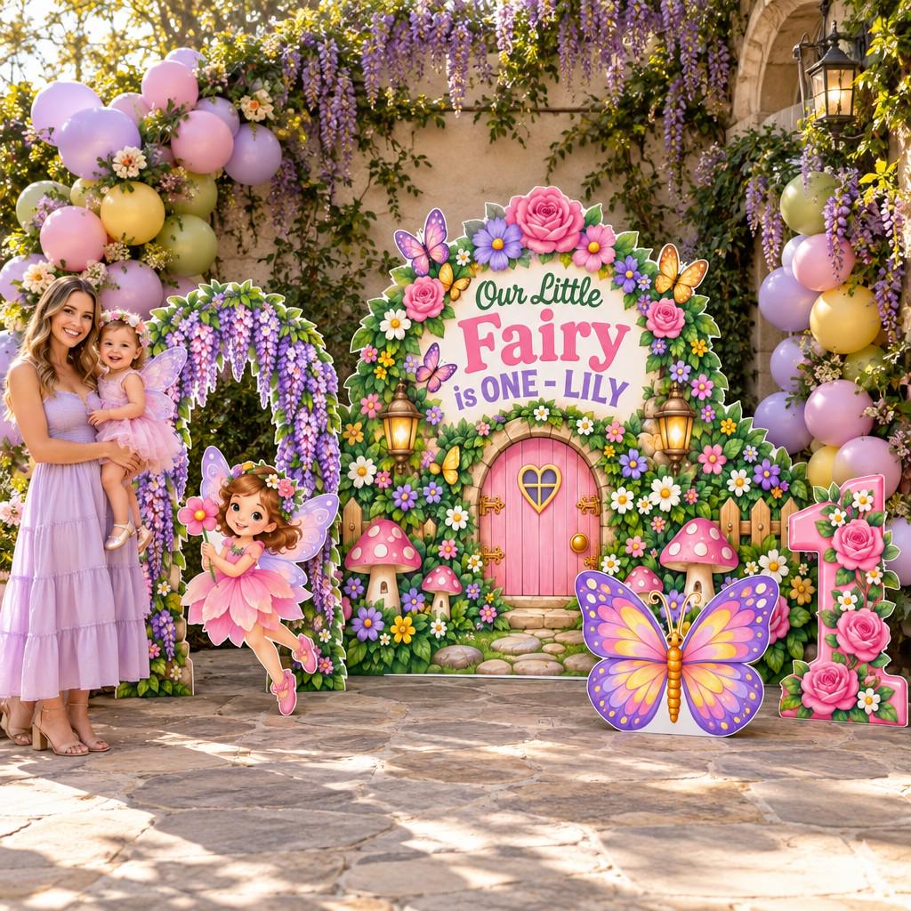 Wisteria Fairy Garden Gate Backdrop Set