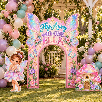 Iridescent Fairy Wings Fly Away Birthday Arch
