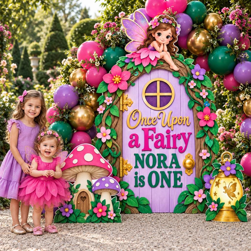 Lilac Fairy Door Mushroom Backdrop Set