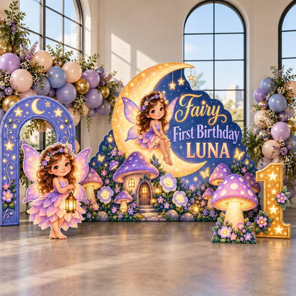 Glowing Moon Fairy Garden Backdrop Set