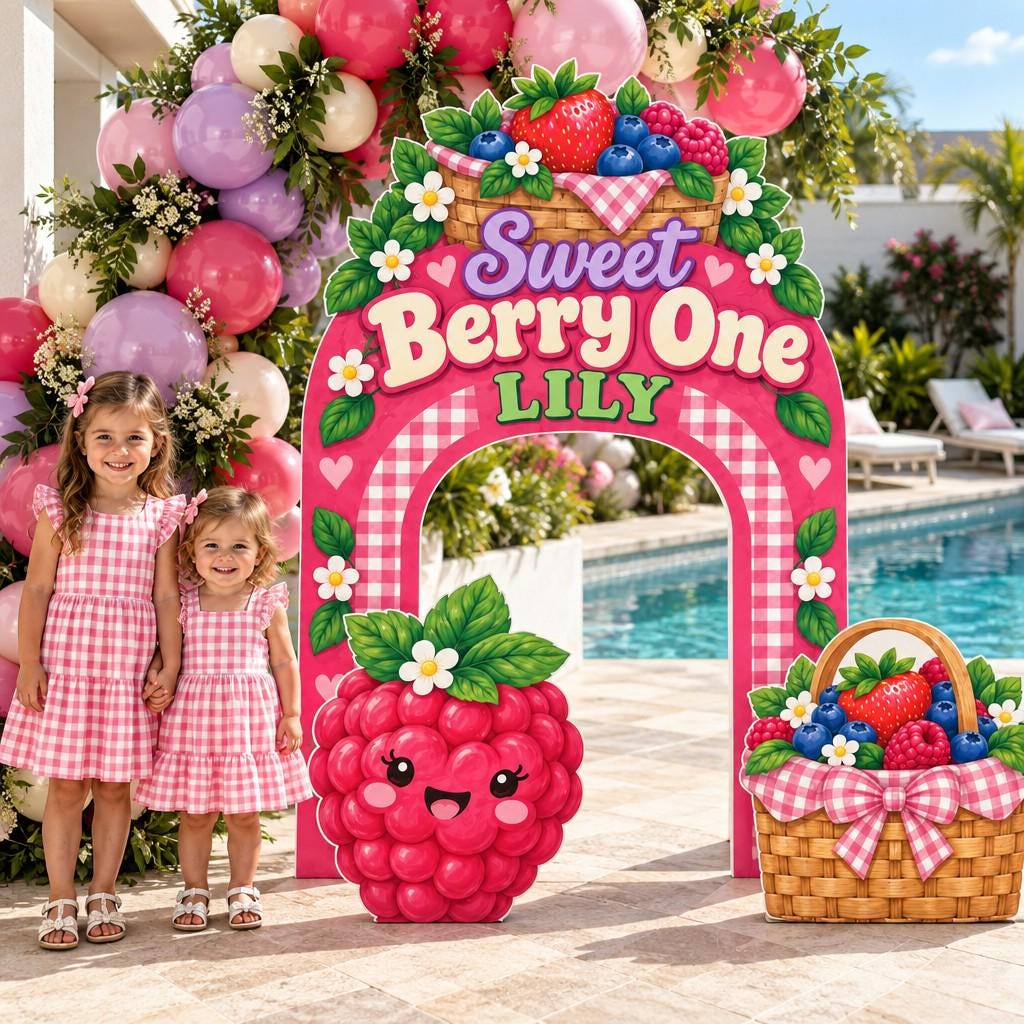 Pink Gingham Sweet Berry One Arch Set