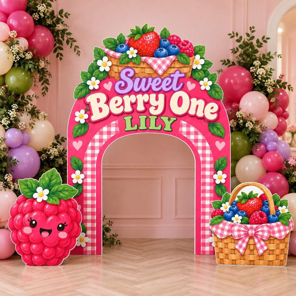 Pink Gingham Sweet Berry One Arch Set