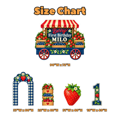 Navy Gingham Berry Market Cart Backdrop