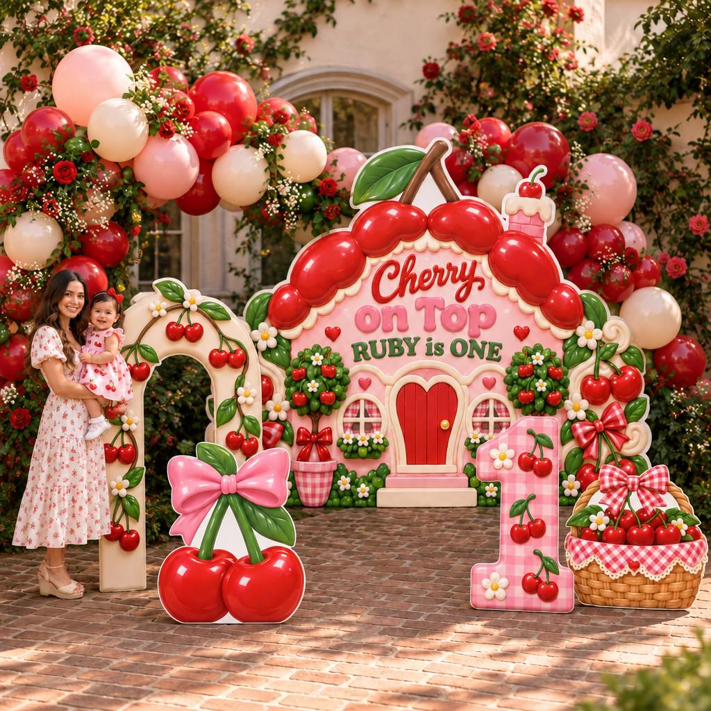 Glossy Cherry Cottage First Birthday Set