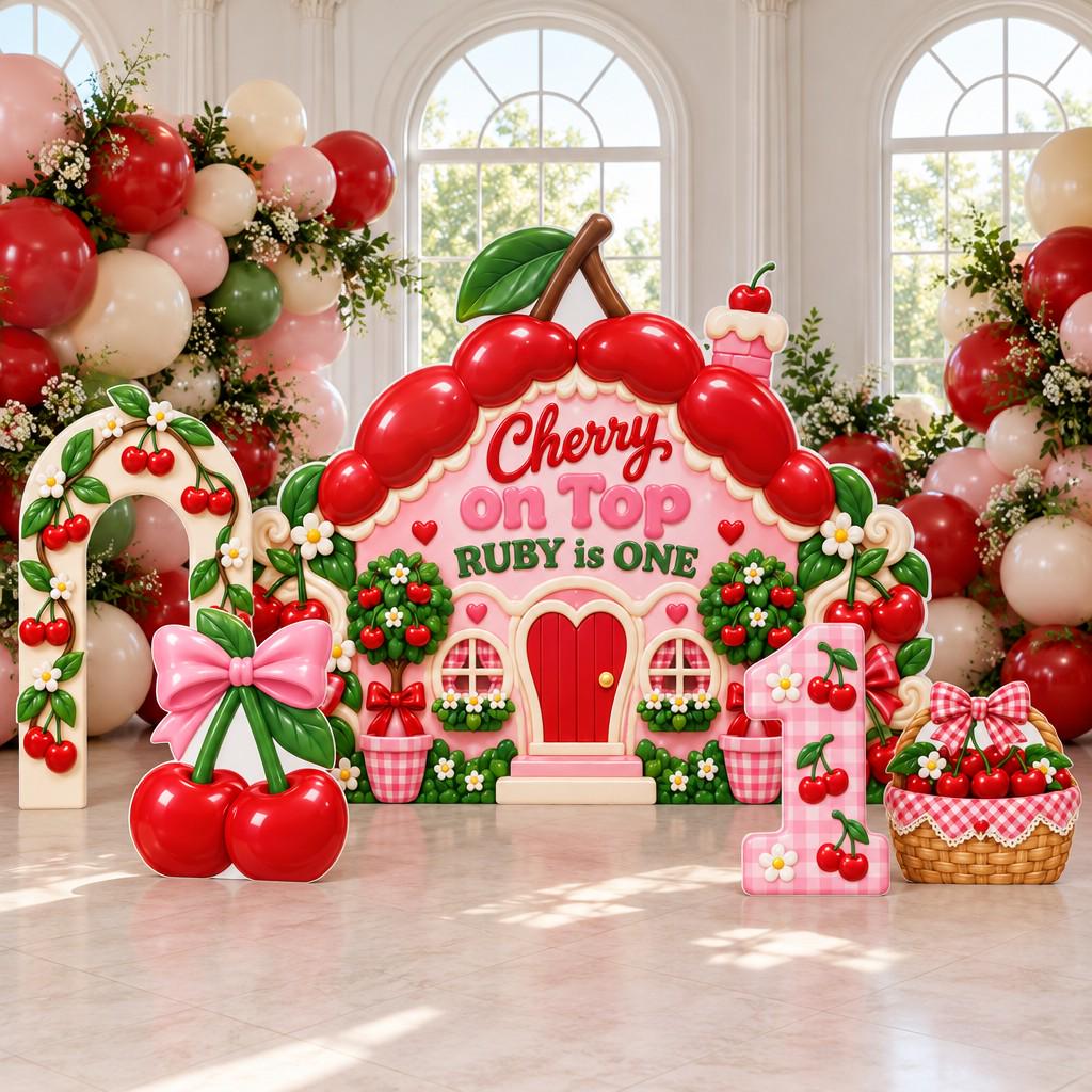 Glossy Cherry Cottage First Birthday Set