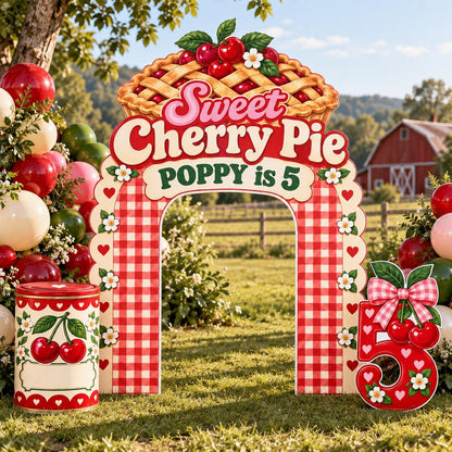 Red Gingham Cherry Pie Birthday Arch