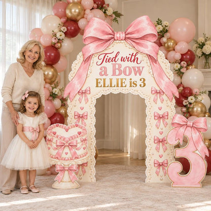 Pink Lace Tied with a Bow Arch Set